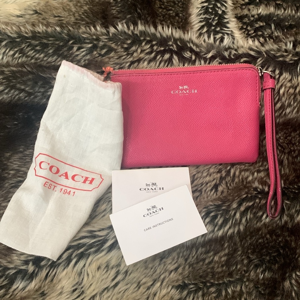 Coach Pink Wristlet & Dust Bag-LIKE NEW